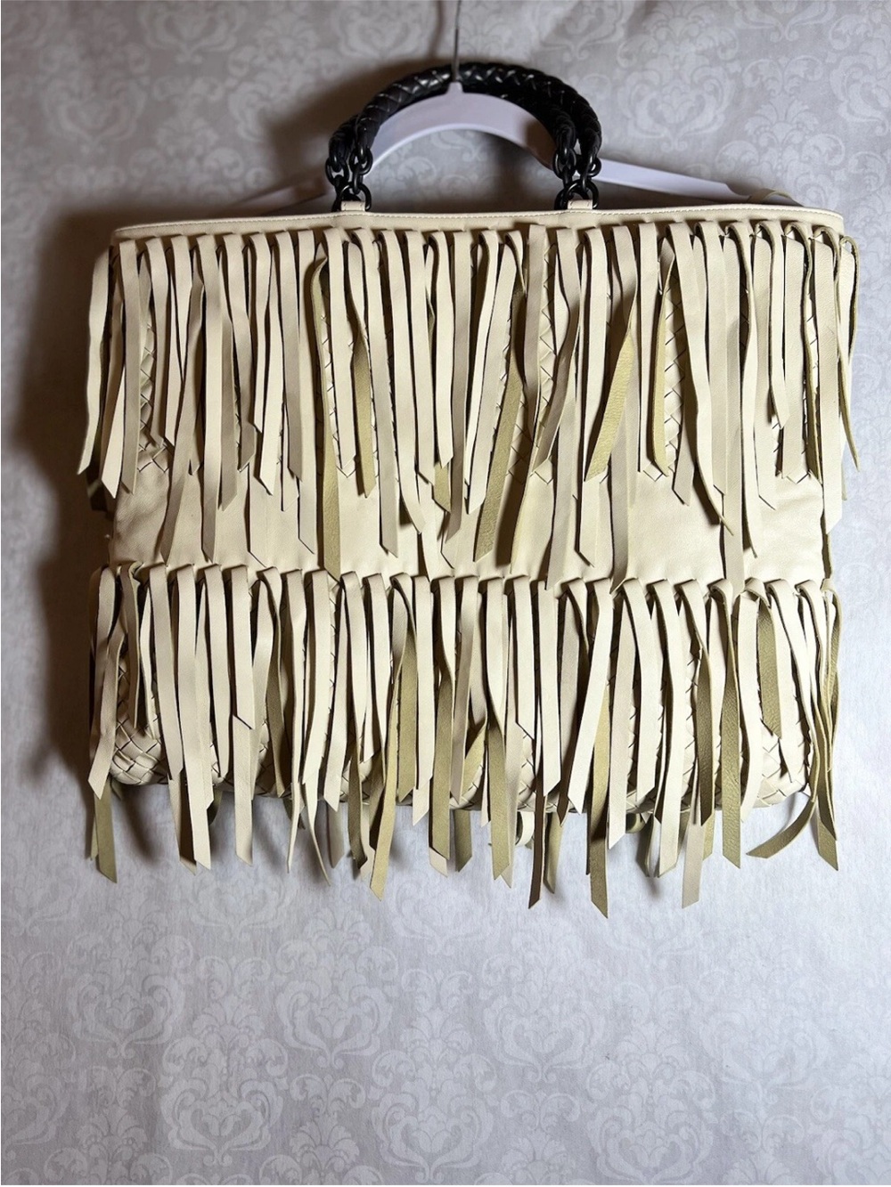 Bottega Veneta SP 2013 Fringed Top-Handle Tote in Cream Beautiful Condition